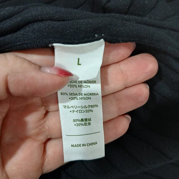 Lilysilk Vivi Dress Womens Large Black Silk Knit Pleated Midi Long Sleeve NWT - Picture 11 of 15